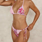 Pink Leopard Print String Bikini - Lace-Up Style - SandiFreckles Surf & Swimwear