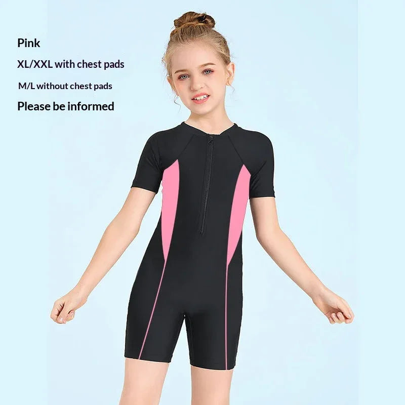 Kids Sun Protection Swim Suit - Short Sleeve, Comfortable Fit - SandiFreckles Surf & Swimwear