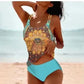 Retro Split High Waist Bikini Beach Print Strap Swimsuit - SandiFreckles Surf & Swimwear