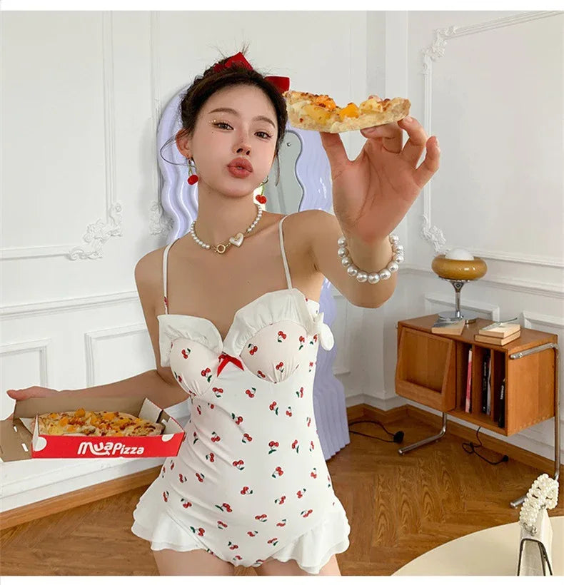 Women's Slim Looking Belly Covering Sweet Student Hot Spring One Piece Swimsuit - SandiFreckles Surf & Swimwear