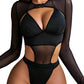 Women's One-piece Bikini Long Sleeve Mesh - SandiFreckles Surf & Swimwear