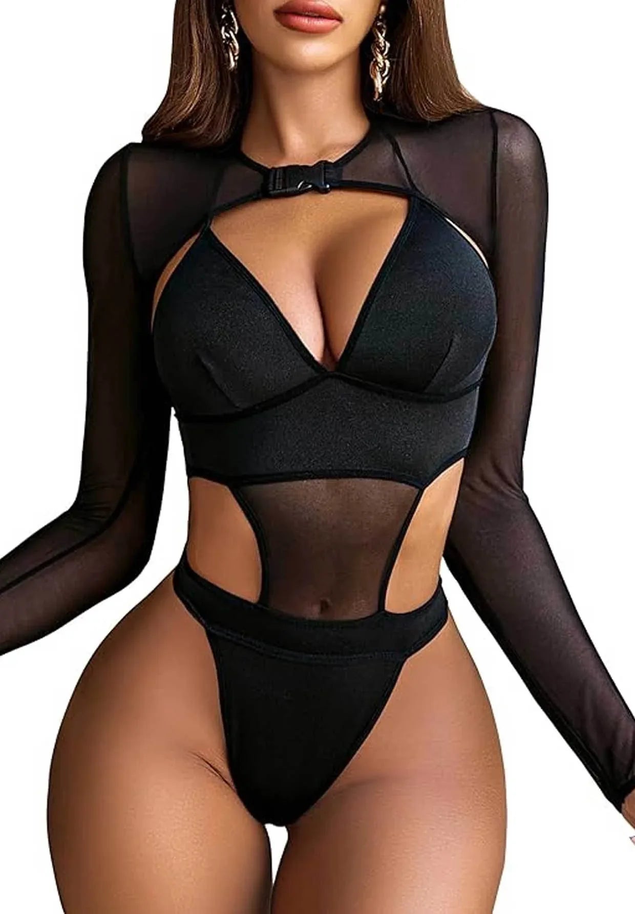 Women's One-piece Bikini Long Sleeve Mesh - SandiFreckles Surf & Swimwear