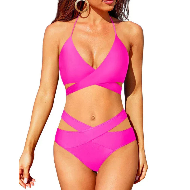 European And American New Women's Split Swimsuit High Waist Bikini - SandiFreckles Surf & Swimwear