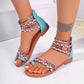 Women's Ethnic Style Flat Sandals - Colorful Weave Strap, Back Zipper - SandiFreckles Surf & Swimwear