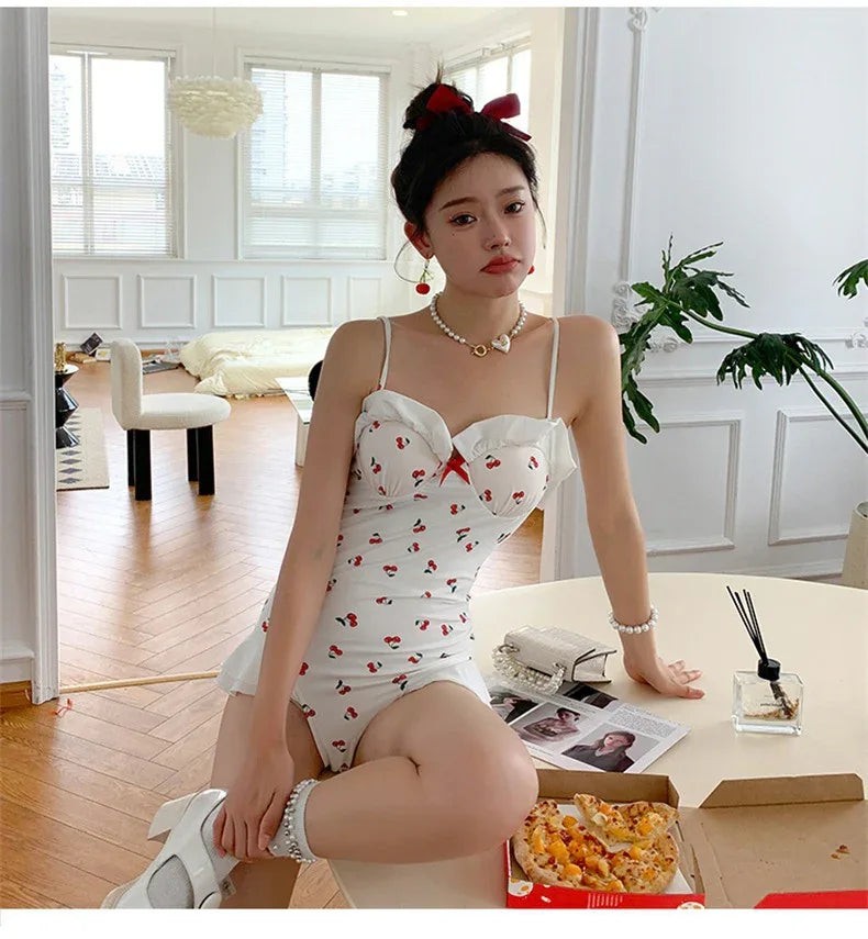 Women's Slim Looking Belly Covering Sweet Student Hot Spring One Piece Swimsuit - SandiFreckles Surf & Swimwear