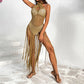 Bikini Suit Cross Collar Tassel Dress Swing Hollow Beach Cover-up - SandiFreckles Surf & Swimwear