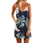 V-neck Suspender Open-back Printed Beach Boho Short Dress Beachwear - SandiFreckles Surf & Swimwear