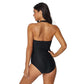 Backless Striped Stitching One Piece Swimsuit - Plus Size - SandiFreckles Surf & Swimwear