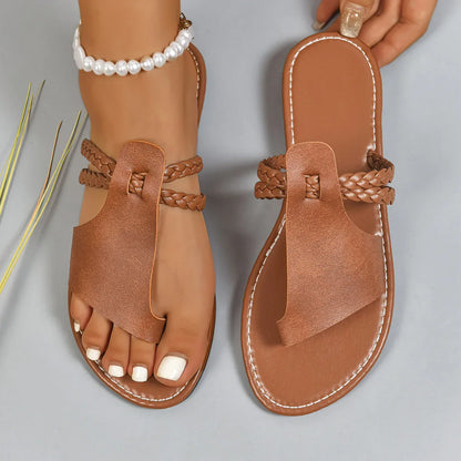 Women's Solid Color Woven Simple Daily Beach Slippers - SandiFreckles Surf & Swimwear