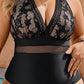 Black Lace Pattern One Piece Swimsuit - Plus Size - SandiFreckles Surf & Swimwear