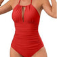 Polo Neck Backless One Piece Swimsuit - Sophisticated Style - SandiFreckles Surf & Swimwear