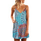 V-neck Suspender Open-back Printed Beach Boho Short Dress Beachwear - SandiFreckles Surf & Swimwear