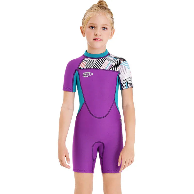 Girls Snorkeling Swimwear - Short-Sleeved, UV Resistant, Quick-Dry - SandiFreckles Surf & Swimwear