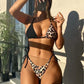 Leopard Print Halter String Bikini - Lace-Up Style - SandiFreckles Surf & Swimwear