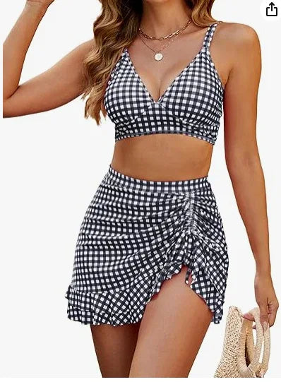 High Waist Slimming Swim Skirt Bikini - Flattering Coverage - SandiFreckles Surf & Swimwear