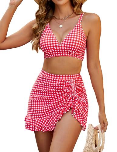 High Waist Slimming Swim Skirt Bikini - Flattering Coverage - SandiFreckles Surf & Swimwear