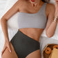 One Shoulder Colour Matching Monokini - SandiFreckles Surf & Swimwear