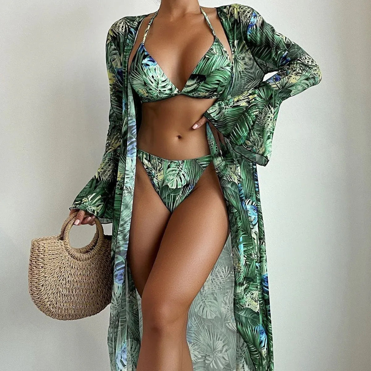 Split Bikini Cover Beach Swimsuit Three-Piece - European Style - SandiFreckles Surf & Swimwear