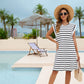 Home Striped Beach Bikini Cover-up Blouse