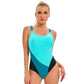 Colour Block Backless Sports One Piece - Athletic Style - SandiFreckles Surf & Swimwear
