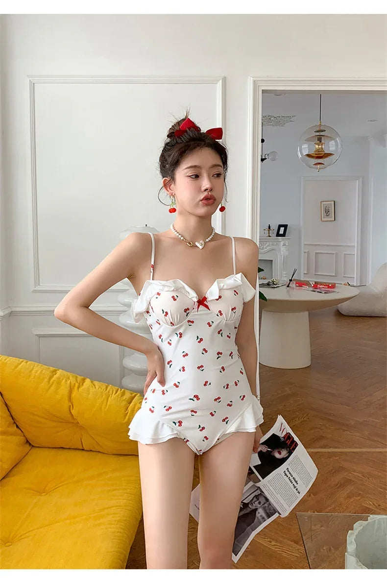 Women's Slim Looking Belly Covering Sweet Student Hot Spring One Piece Swimsuit - SandiFreckles Surf & Swimwear