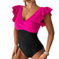 V-Neck Ruffle High Waist Backless One Piece - Feminine Flair - SandiFreckles Surf & Swimwear