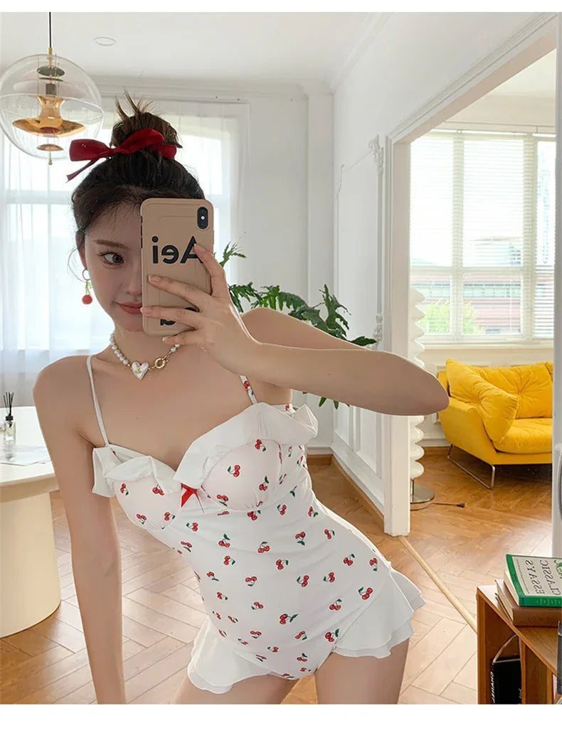 Women's Slim Looking Belly Covering Sweet Student Hot Spring One Piece Swimsuit - SandiFreckles Surf & Swimwear