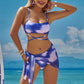 3pcs Tie Dye Print Bikini With Short Skirt Summer Beach Sexy Swimwear Womens Clothing - SandiFreckles Surf & Swimwear