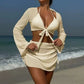 4 Piece Split Banded Bikini Beach Skirt Set - Complete Ensemble - SandiFreckles Surf & Swimwear