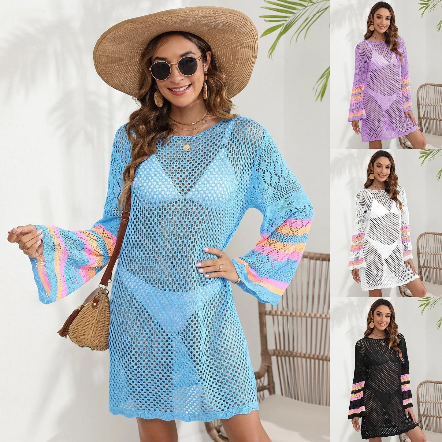 Stitching Detail Bikini Cover-Up Dress - Designer Style - SandiFreckles Surf & Swimwear