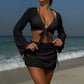 4 Piece Split Banded Bikini Beach Skirt Set - Complete Ensemble - SandiFreckles Surf & Swimwear