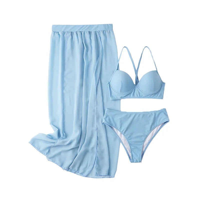 Three-Piece Bikini Swimsuit with Cover-Up Dress - SandiFreckles Surf & Swimwear