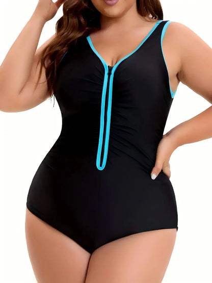 Backless V-Neck One Piece Swimsuit - Plus Size - SandiFreckles Surf & Swimwear