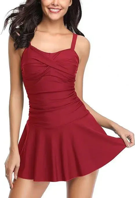 Skirt Type Slim Fit Slimming Conservative Swimwear - SandiFreckles Surf & Swimwear