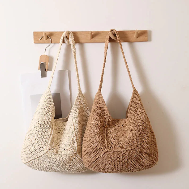 Versatile Women's Beach Bag - Large Capacity Cotton Plaid Design - SandiFreckles Surf & Swimwear