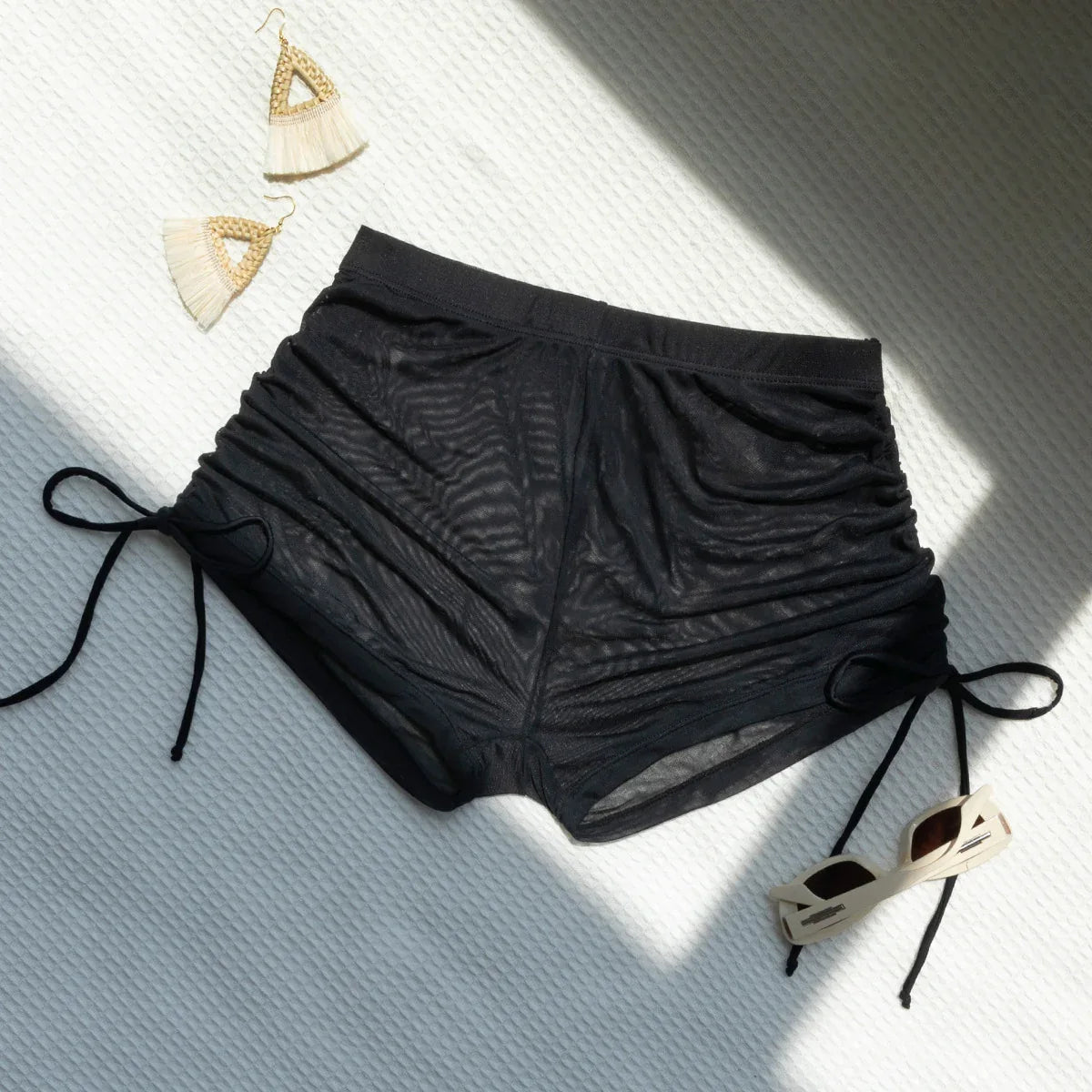 New Solid Colour Drawstring Mesh Shorts Sexy Bikini - SandiFreckles Surf & Swimwear