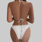Backless Drawstring Banded Bikini Three-Piece Suit - SandiFreckles Surf & Swimwear