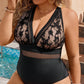 Black Lace Pattern One Piece - Elegant & Sophisticated - SandiFreckles Surf & Swimwear