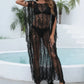 Polyester Women's See-through Irregular Tassel Bikini Dress Blouse - SandiFreckles Surf & Swimwear