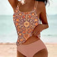 Retro Split High Waist Bikini Beach Print Strap Swimsuit - SandiFreckles Surf & Swimwear