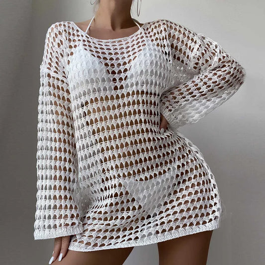 Sexy Knit Hollow Round Neck Beach Dress Women - SandiFreckles Surf & Swimwear