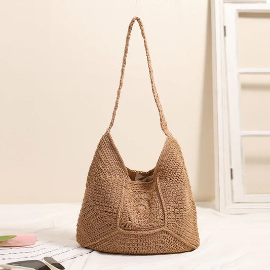 Versatile Women's Beach Bag - Large Capacity Cotton Plaid Design - SandiFreckles Surf & Swimwear