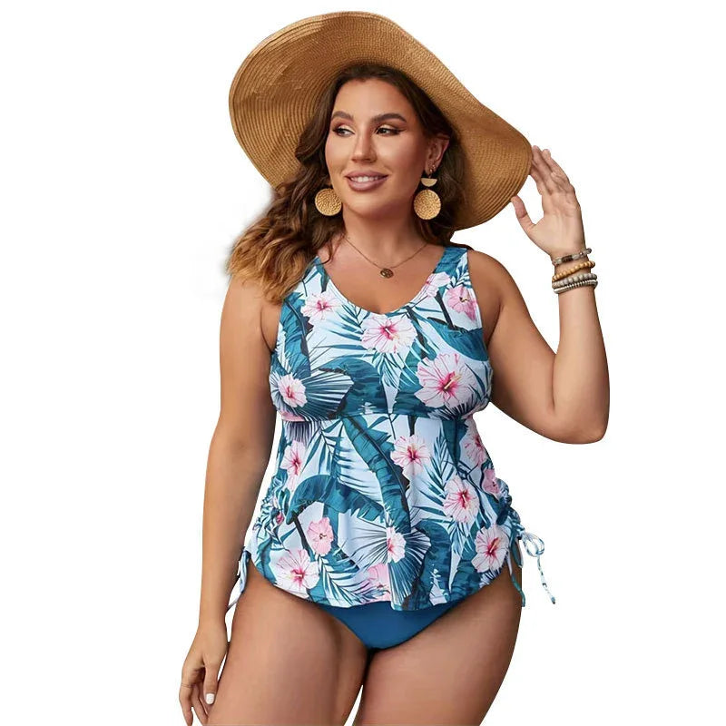 Printed Lace-Up Plus Size Bikini - Two Piece Set - SandiFreckles Surf & Swimwear