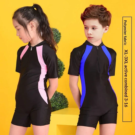Kids Sun Protection Swim Suit - Short Sleeve, Comfortable Fit - SandiFreckles Surf & Swimwear