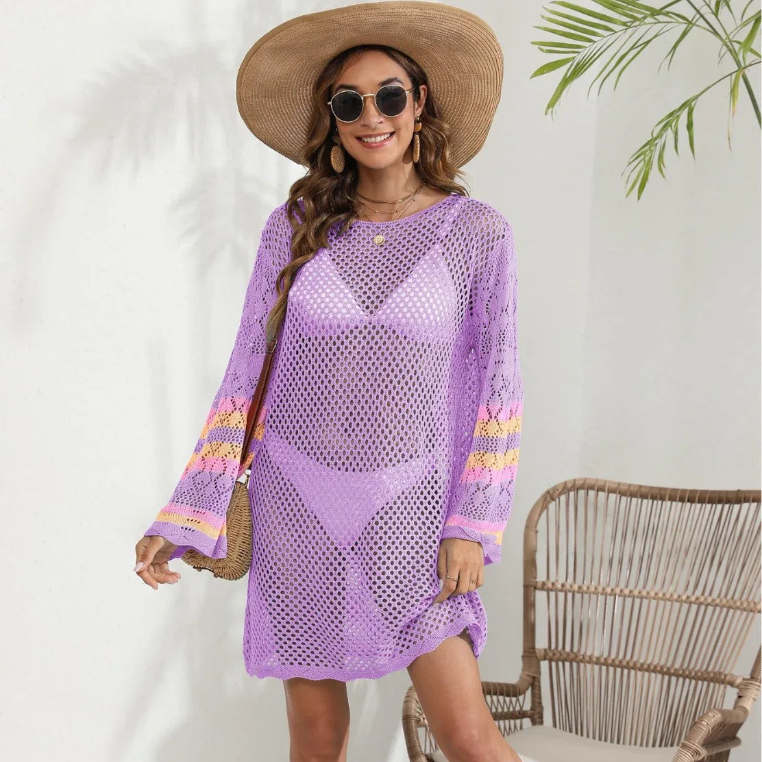 Stitching Detail Bikini Cover-Up Dress - Designer Style - SandiFreckles Surf & Swimwear