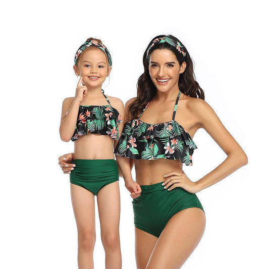 High Waist Ruffled Bikini - Matching Parent-Child Swimwear Set - SandiFreckles Surf & Swimwear