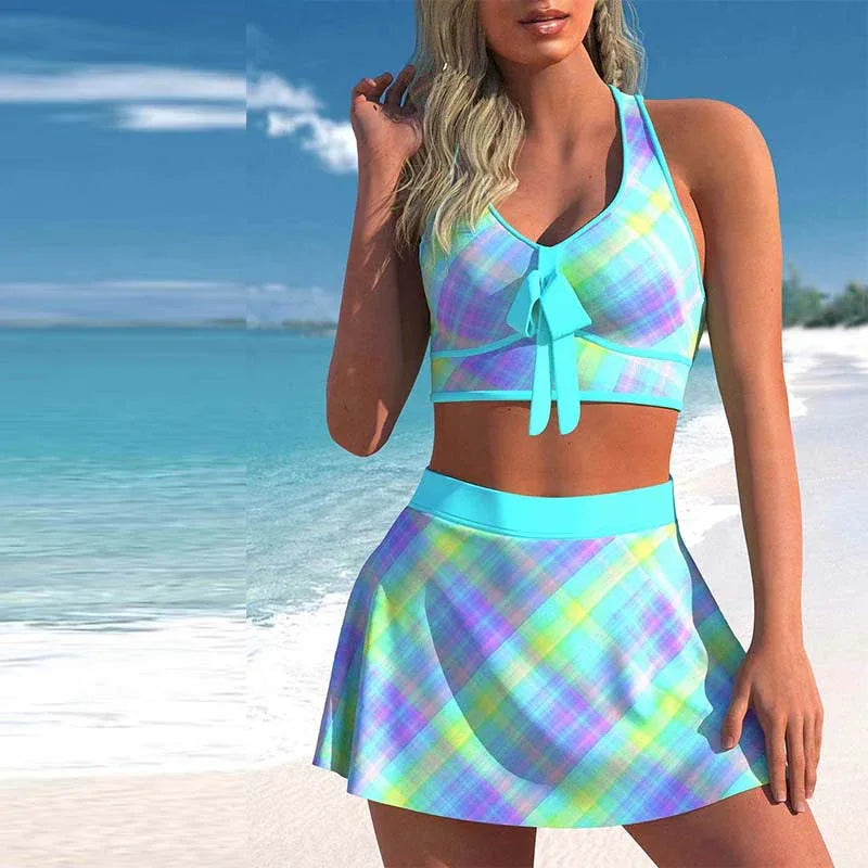 Split Swimwear Skirt Conservative Large Print - SandiFreckles Surf & Swimwear