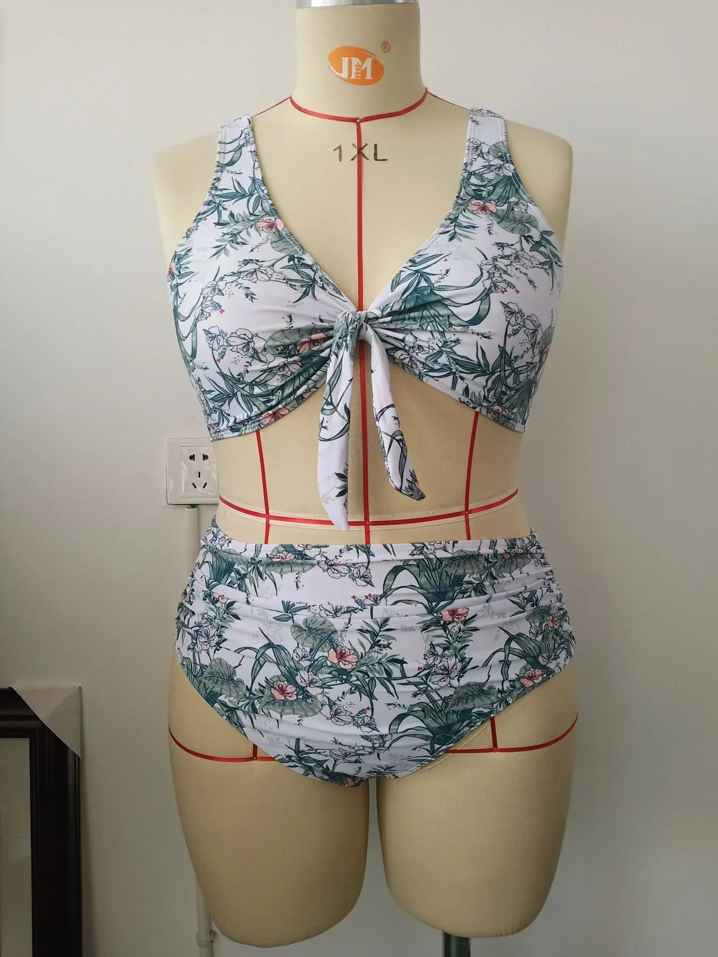 Long Sleeve Split Bikini Two Piece Set - Plus Size - SandiFreckles Surf & Swimwear