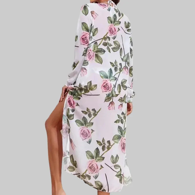 Printed Beach Sun Protection Bikini Three-Piece - European Style - SandiFreckles Surf & Swimwear