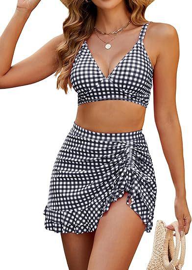High Waist Slimming Swim Skirt Bikini - Flattering Coverage - SandiFreckles Surf & Swimwear